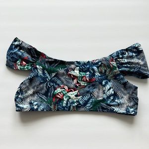 Cikada Australia Blue Palm Print Off the Shoulder Bikini Top ~Size US 10~